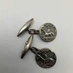 Fernand Boursot Nouveau Heraldic Silver Cufflinks