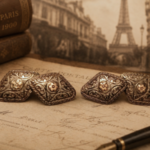 800 Silver Chain Cufflinks | Early 20th Century Floral Dandy Style